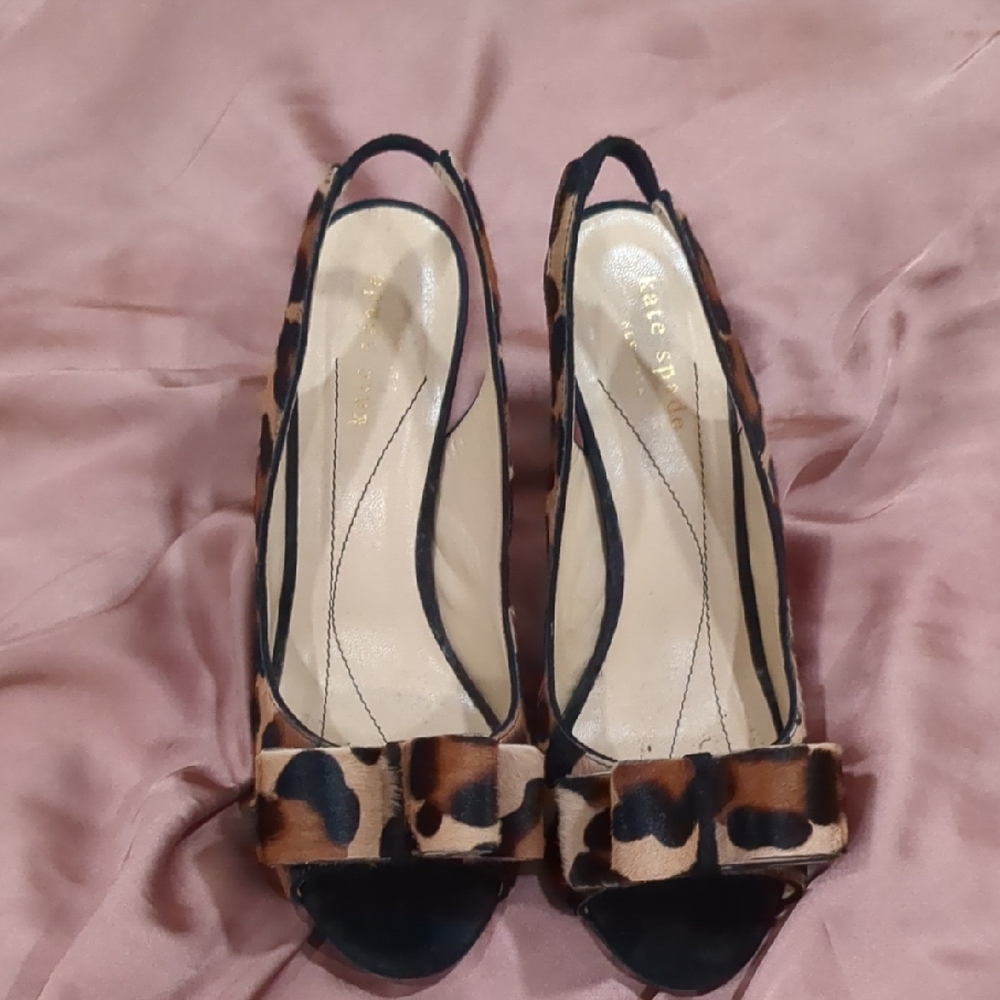 Kate Spade Animal Print Bow Slingback Heels